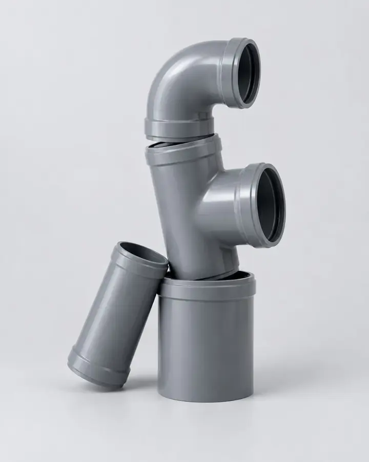 Raccords PVC gris assemblés
